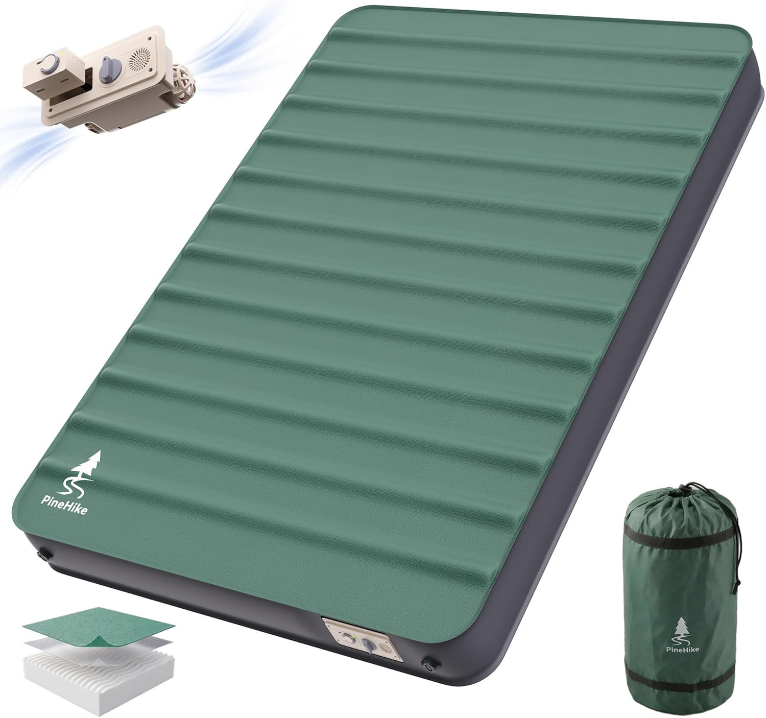2 Person Full Size Camping Sleeping Pad, 4" Ultra-Thick Memory Foam Camping Mat