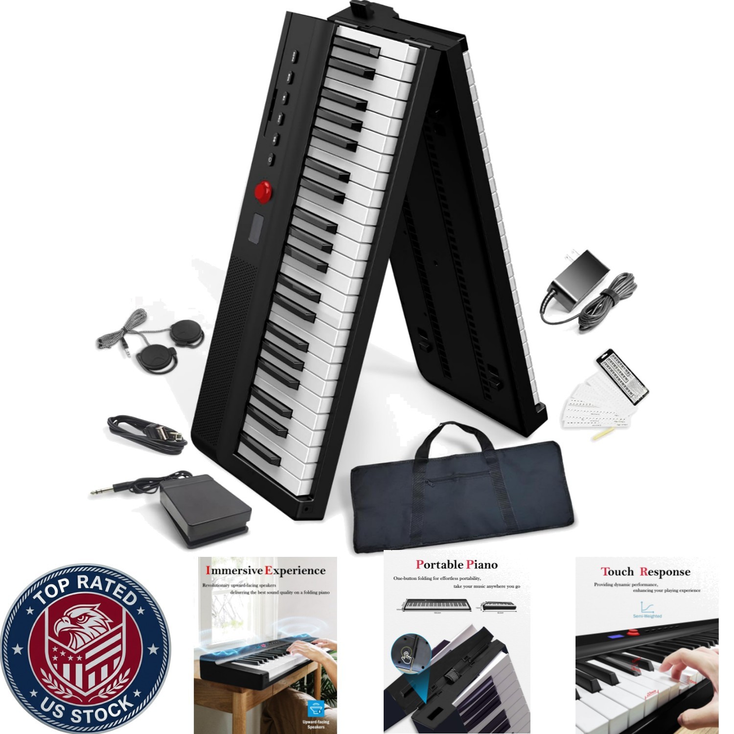 Compact 88-Key Folding Piano - Perfect Digital Keyboard for Beginners & Travel