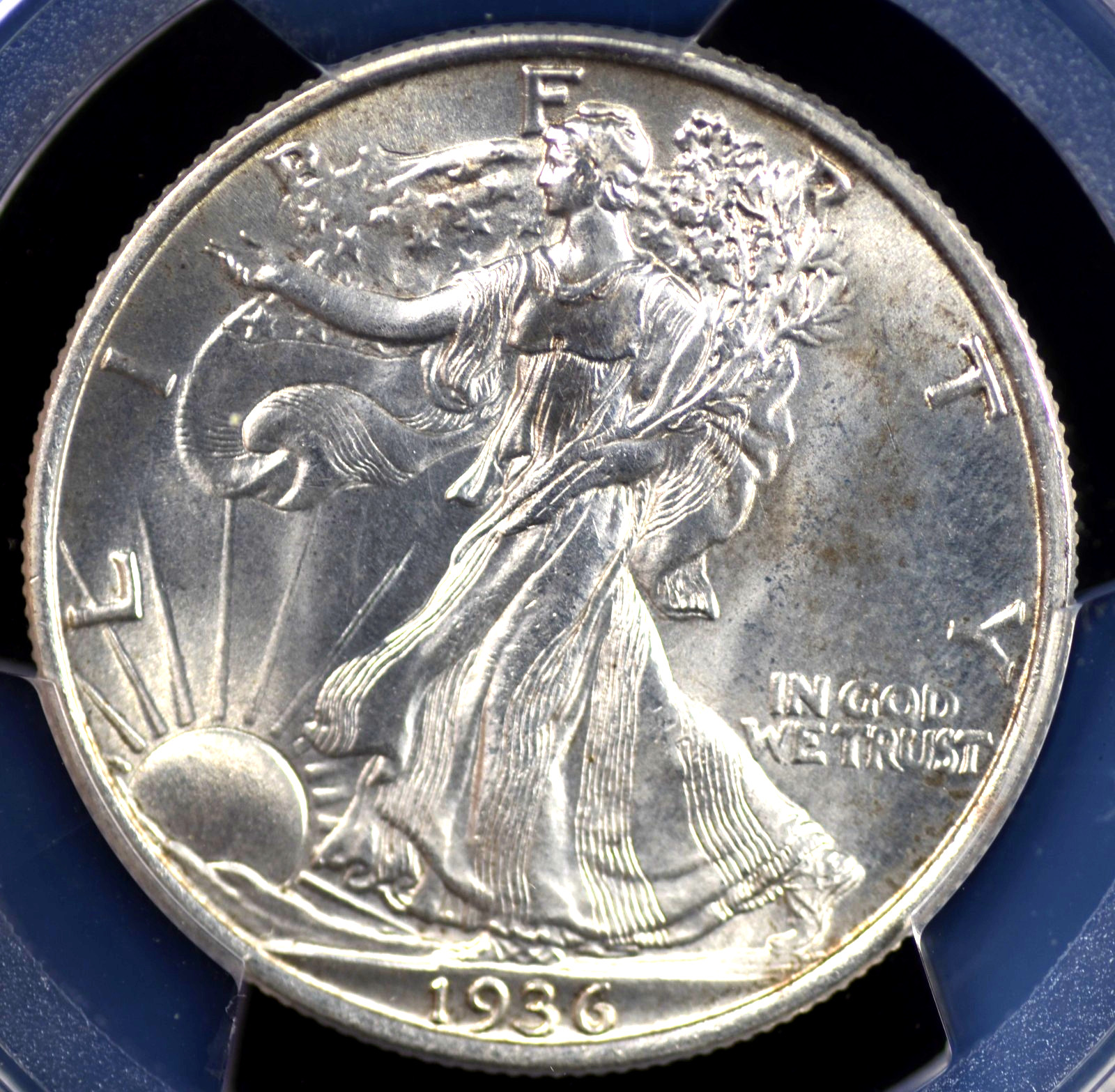 1936 WALKING LIBERTY HALF DOLLAR PCGS MS 64 SATINY WHITE LUSTER OVER BOTH SIDES