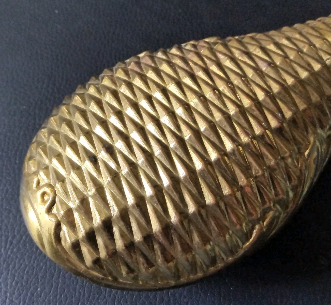 Vintage Black Powder Flask Brass Embossed