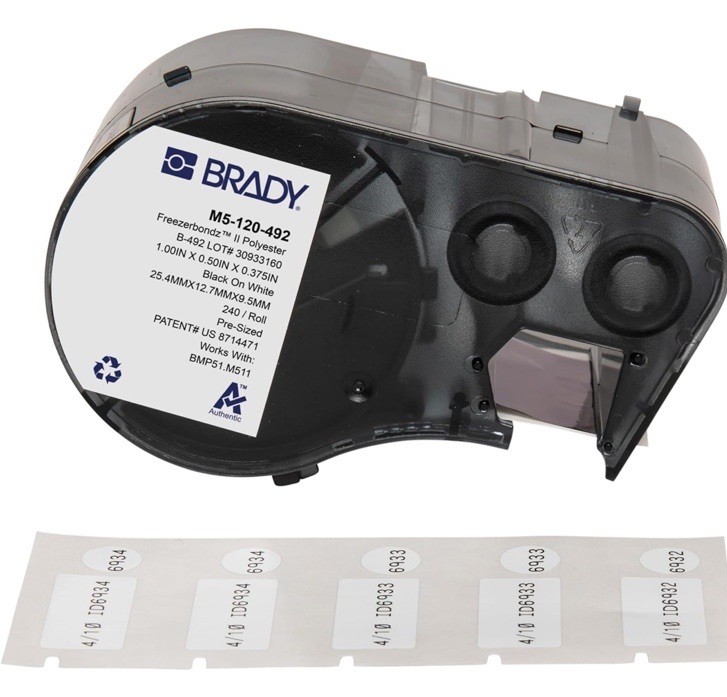 Brady Authentic (M5-120-492) FreezerBondz™ Ultra-Thin Cryogenic Polyester B on W