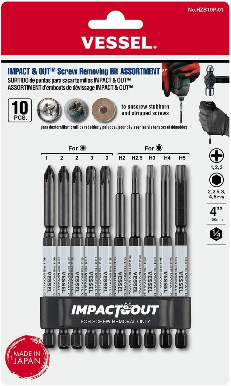 Vessel Impact & Out Screw Removing Bit - 10 Piece (HZB10P01)
