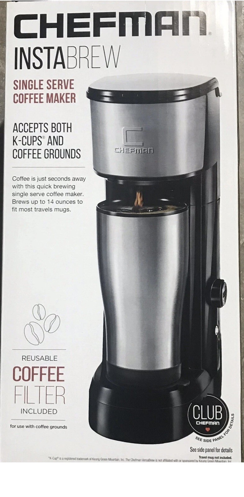 Chefman Instabrew Single Serve Coffee Maker Up to 14 oz *New in Box