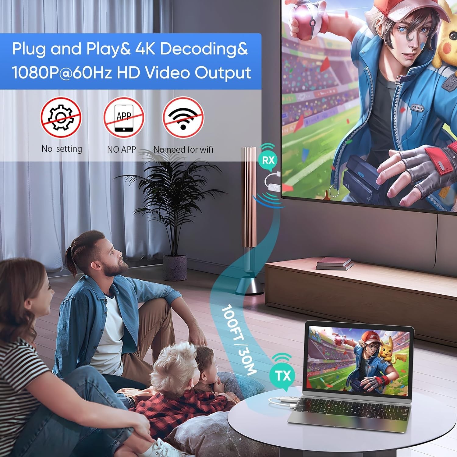 Lightweight 4K Wireless HDMI Extender - Stream and Connect Effortlessly Anywhere