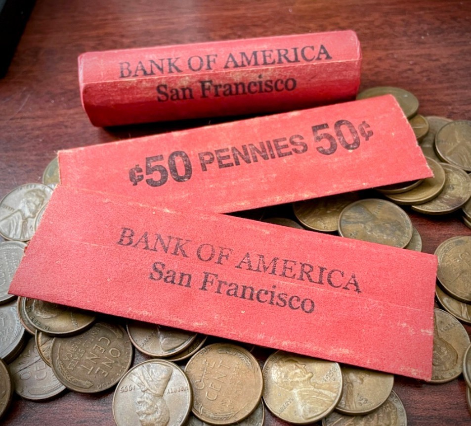Bank Of America 20x Lot Vintage Style Penny Roll Wrappers Pennies Cent Flats
