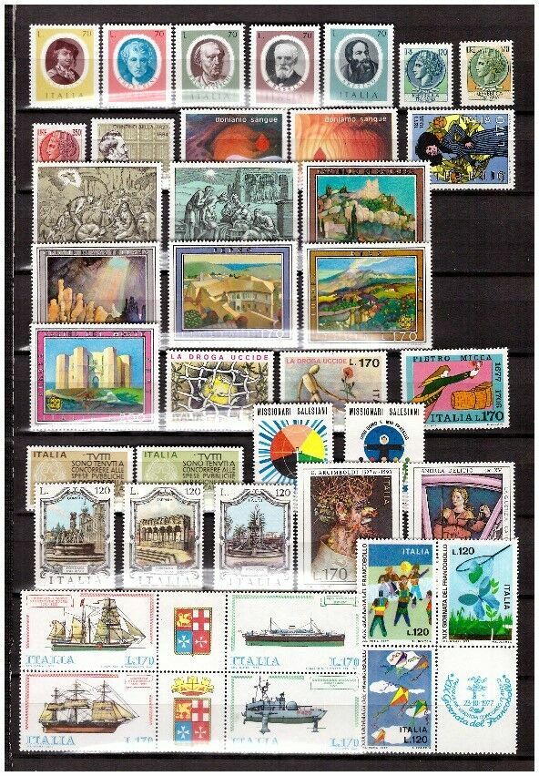 s39691 ITALY MNH 1977 Complete Year set 37v Complete Year