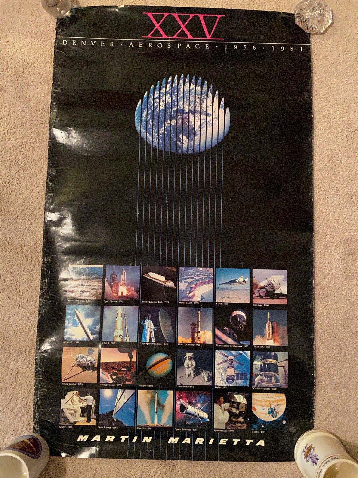 Vtg Martin Marietta History of Denver Aerospace 1956-81 XXV 25 Years Poster