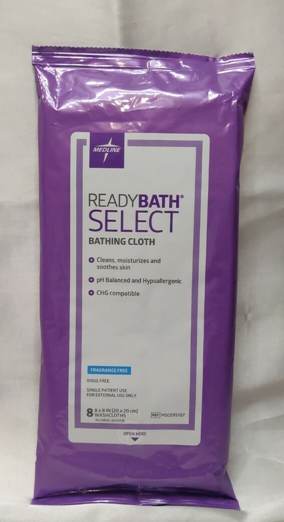 Medline Ready Bath Select Bathing Cloth (8/pack) Fragrance Free Hypoallergenic