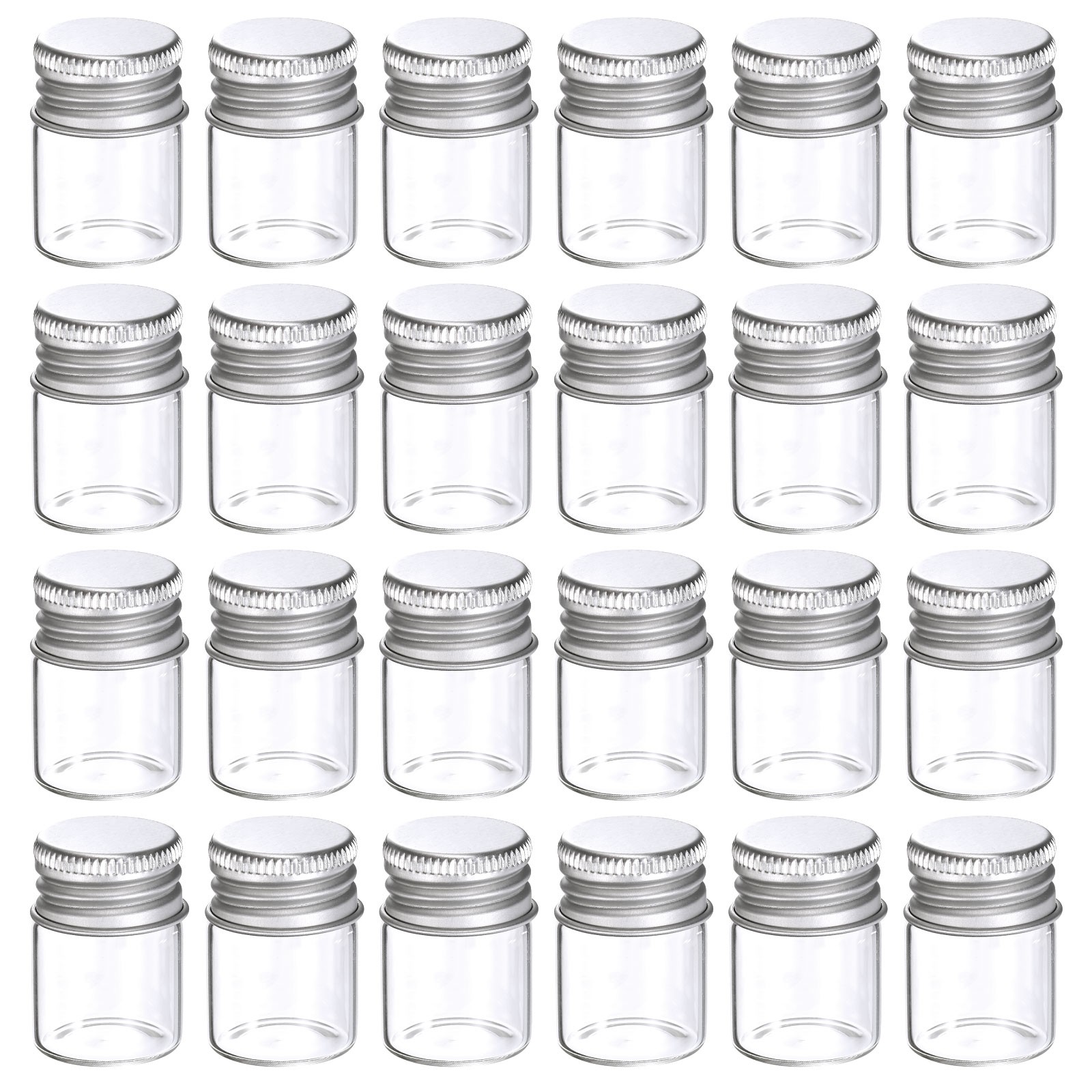 24Pcs 5ml Mini Glass Bottles with Aluminum Screw Caps for DIY Crafts