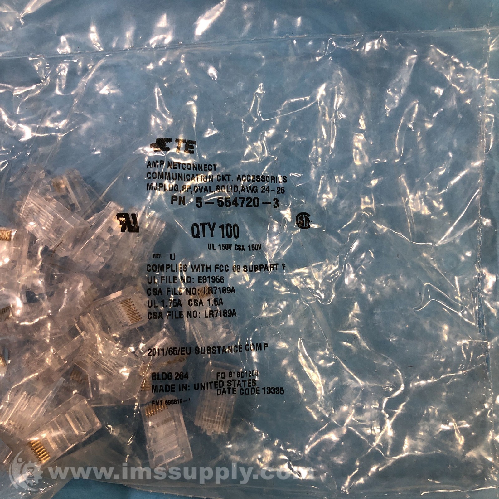 TE Connectivity 5-554720-3 Bag of 100 Ethernet Connectors 1014