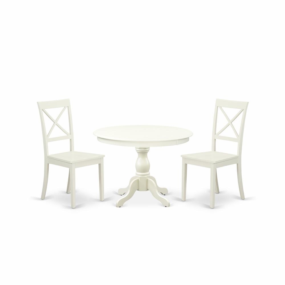 East West Furniture HBBO3-LWH-W 3 Piece Dining Room Set - Linen White Small...