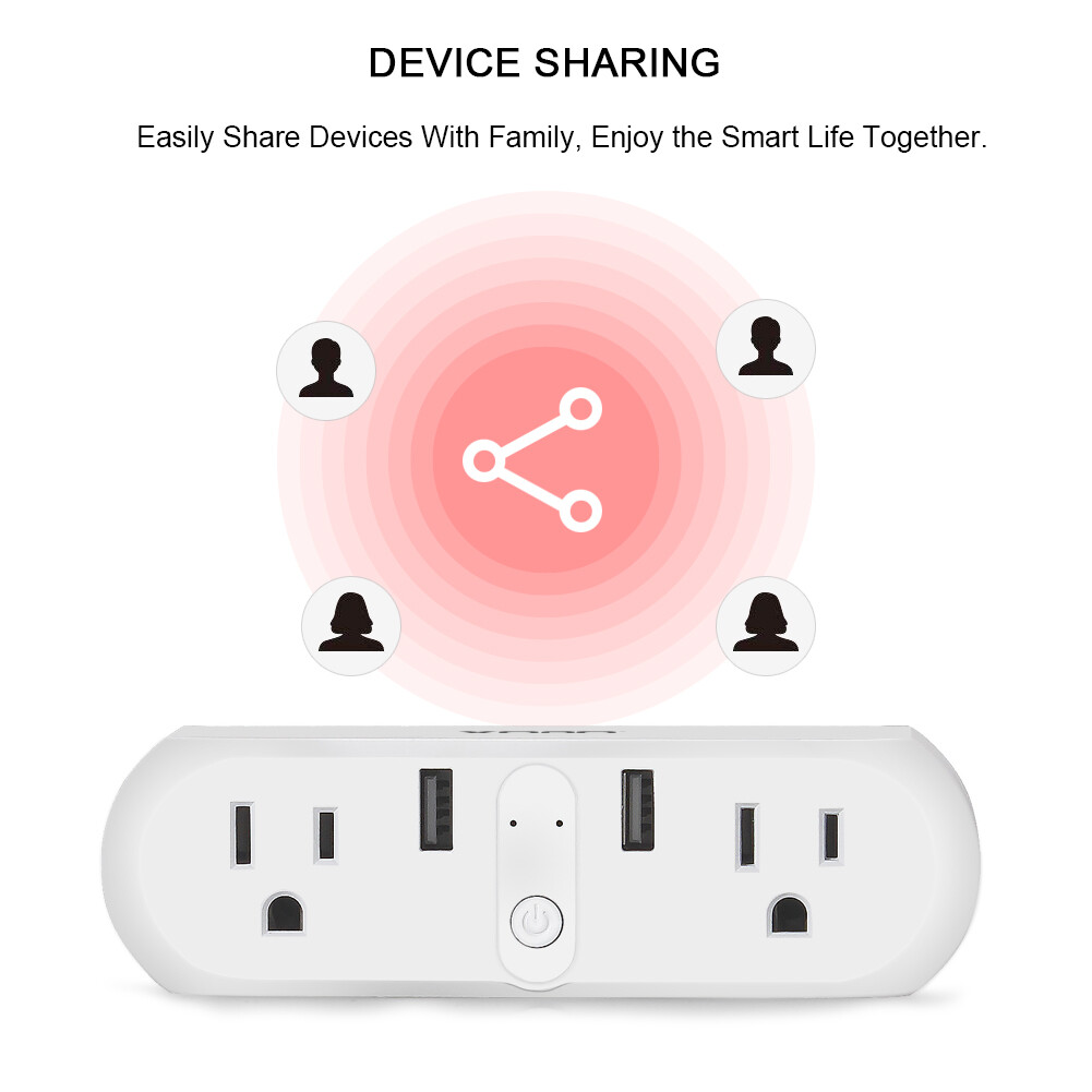 XODO WiFi Smart Plug Power Switch, 2 Outlet 2 USB Alexa Echo Smart Home 2-Pack