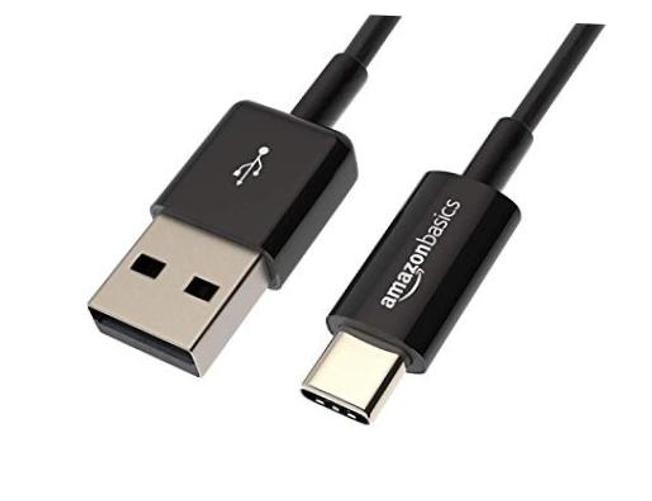 USB Type-C to USB-A 2.0 Male Charger (0.9 Meters), 1 3 Feet Cable Black 1-Pack