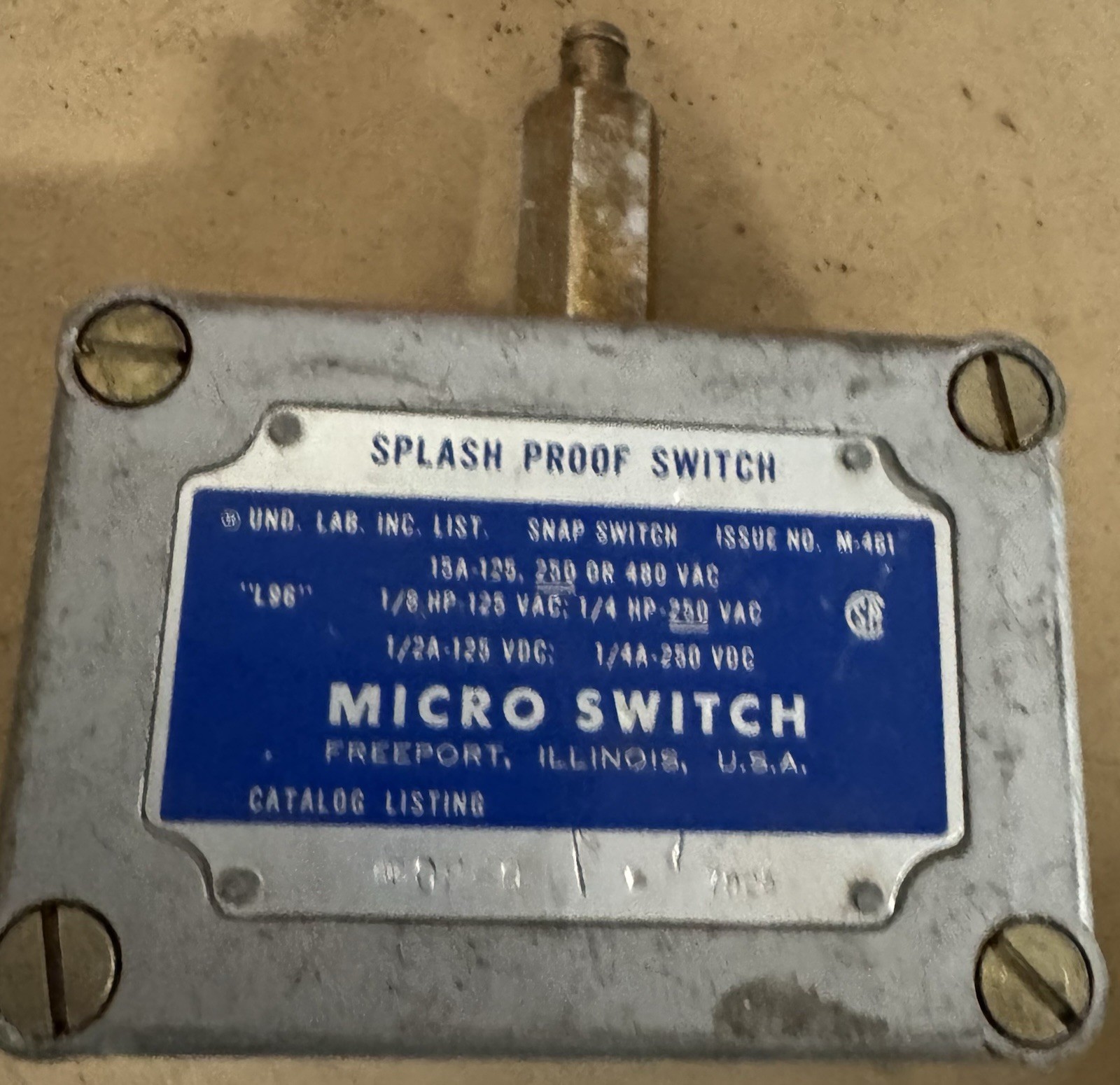 Micro Switch LS6 Splash Proof Snap Switch M-481 M-461 15A 125/250/480VAC