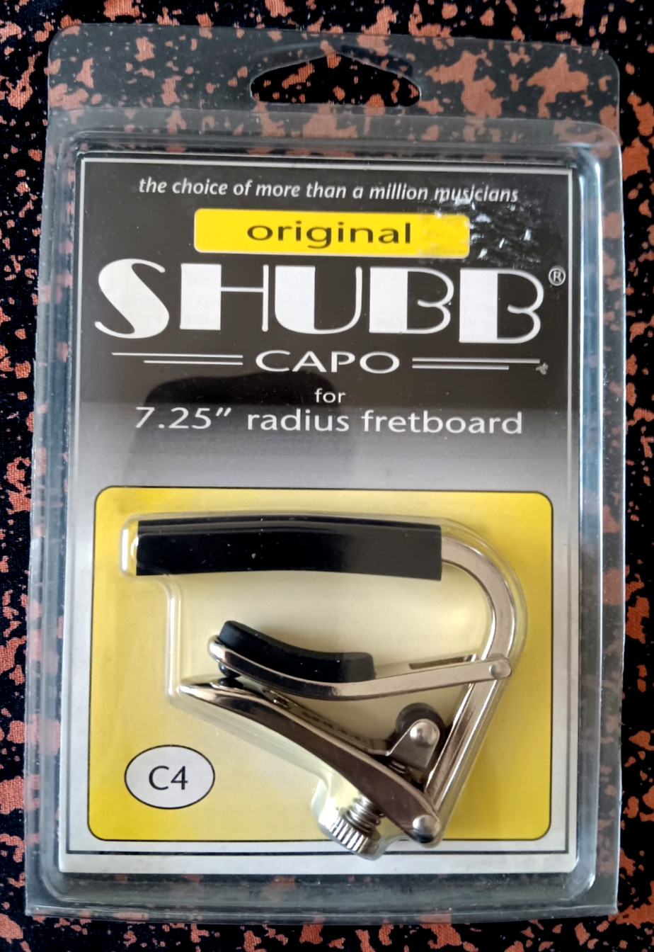 Shubb C4 Standard Capo for Guitars with 7.25" Radius Fretboards, Polished Nickel