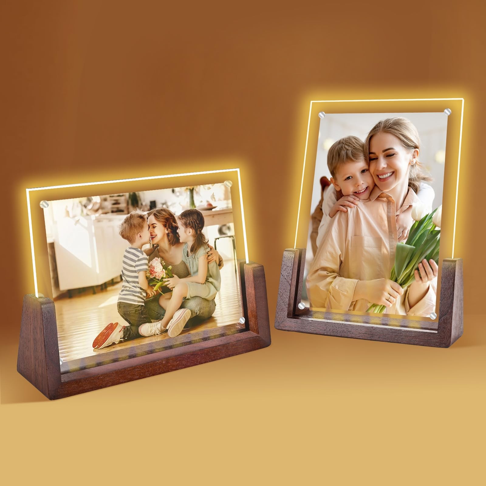 2 Pack 5x7 Picture Frame with Light, Gift Packaging, Gifts for Mom Wife or Fe...