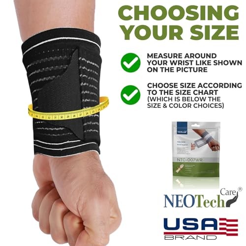 Wrist Band - Adjustable Compression Strap - Elastic & Large (Pack of 2) Black