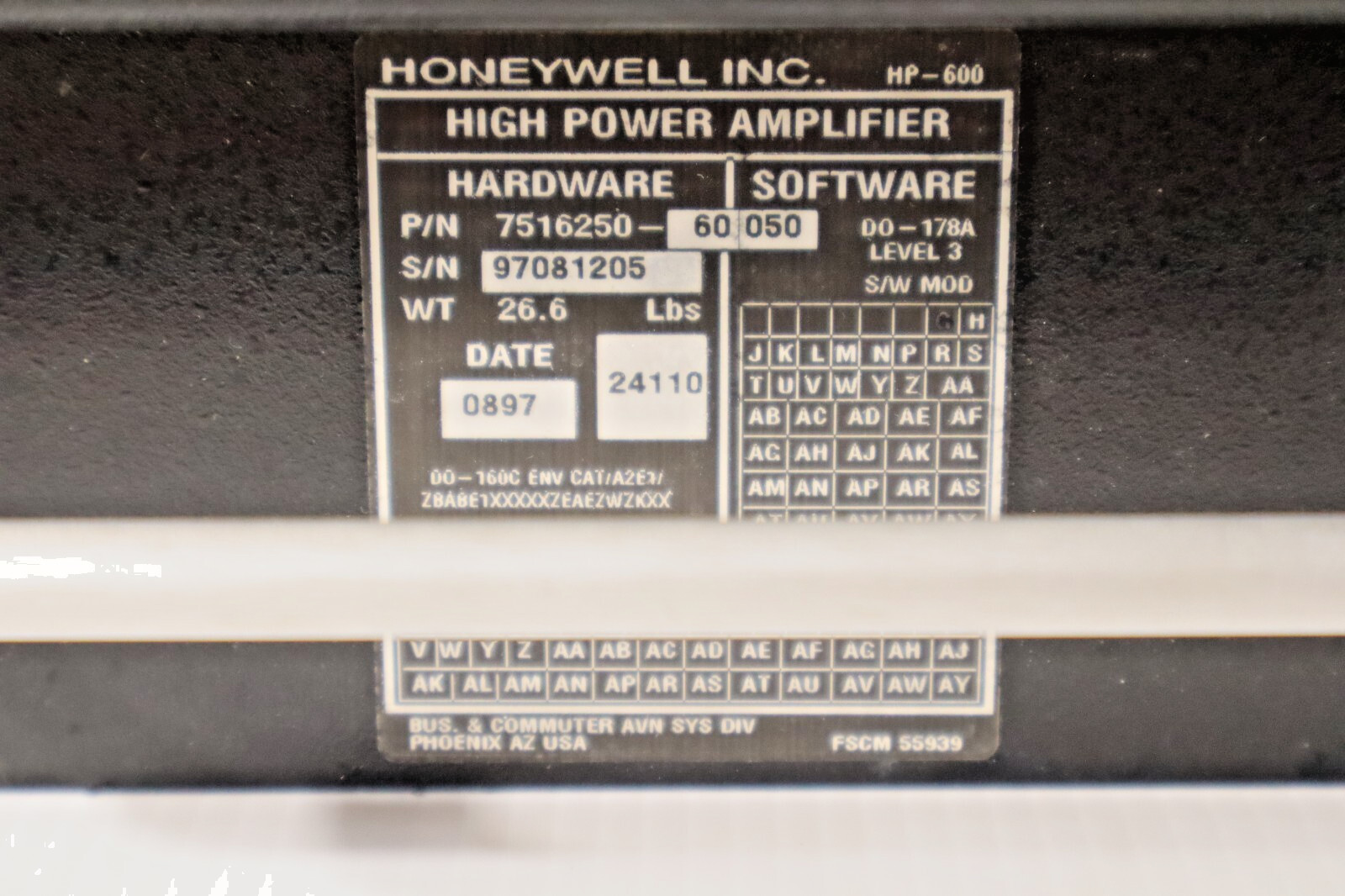 Honeywell HP-600 High Power Amplifier 7516250-60050 Removed for Upgrade