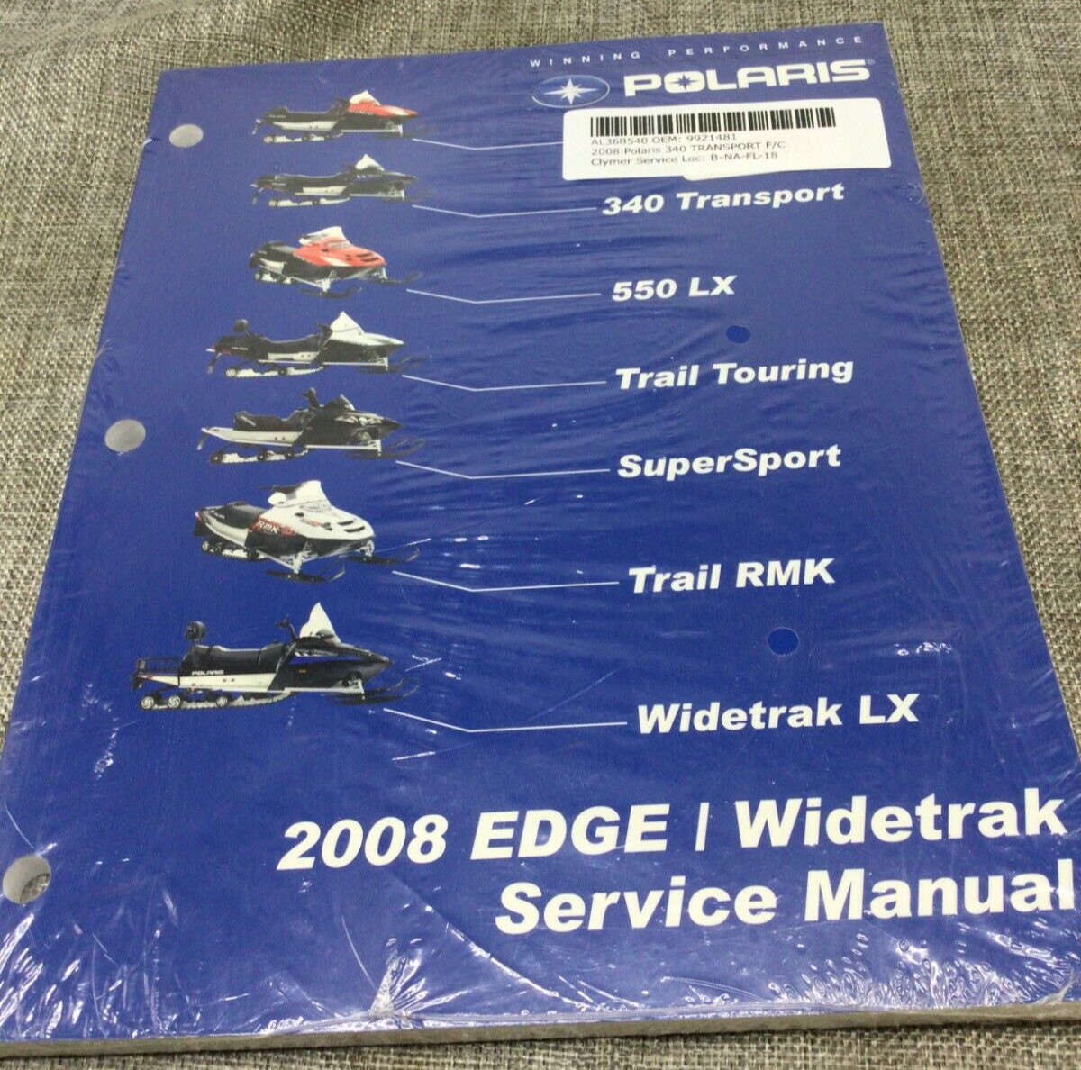 Polaris Trail Touring Trail RMK Widetrak 340 2008 New OEM Service Manual 9921481