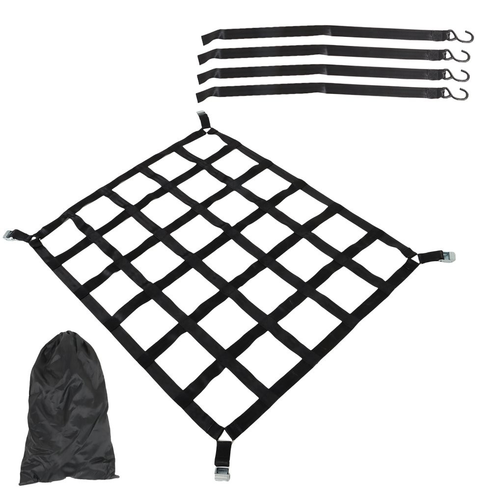 42" x 50" 1100lb Cargo Net Truck Bed Rugged with Cam Buckles & S-Hooks