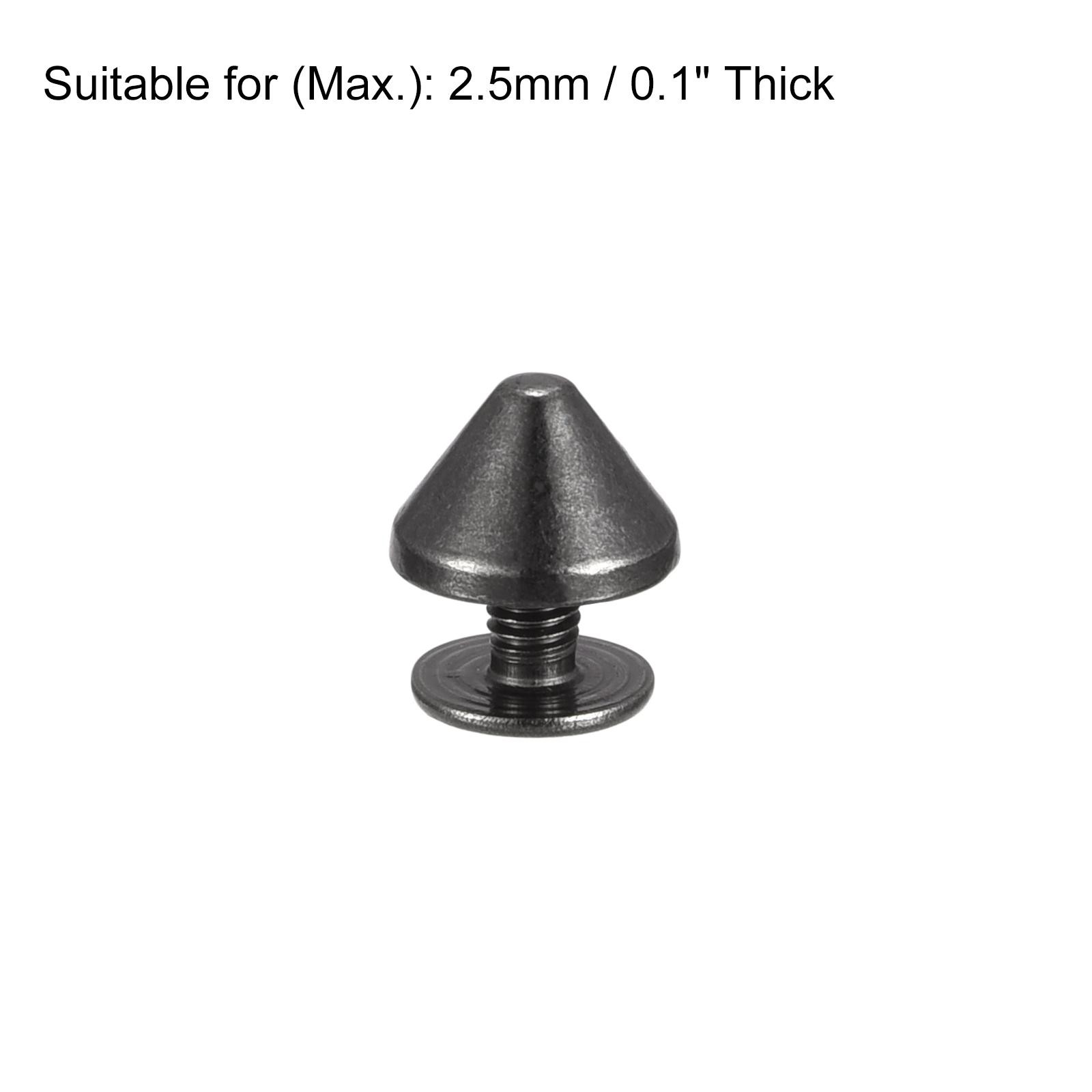 9x6mm Screw Back Rivets, 20 Set Solid Leather Studs for DIY Black