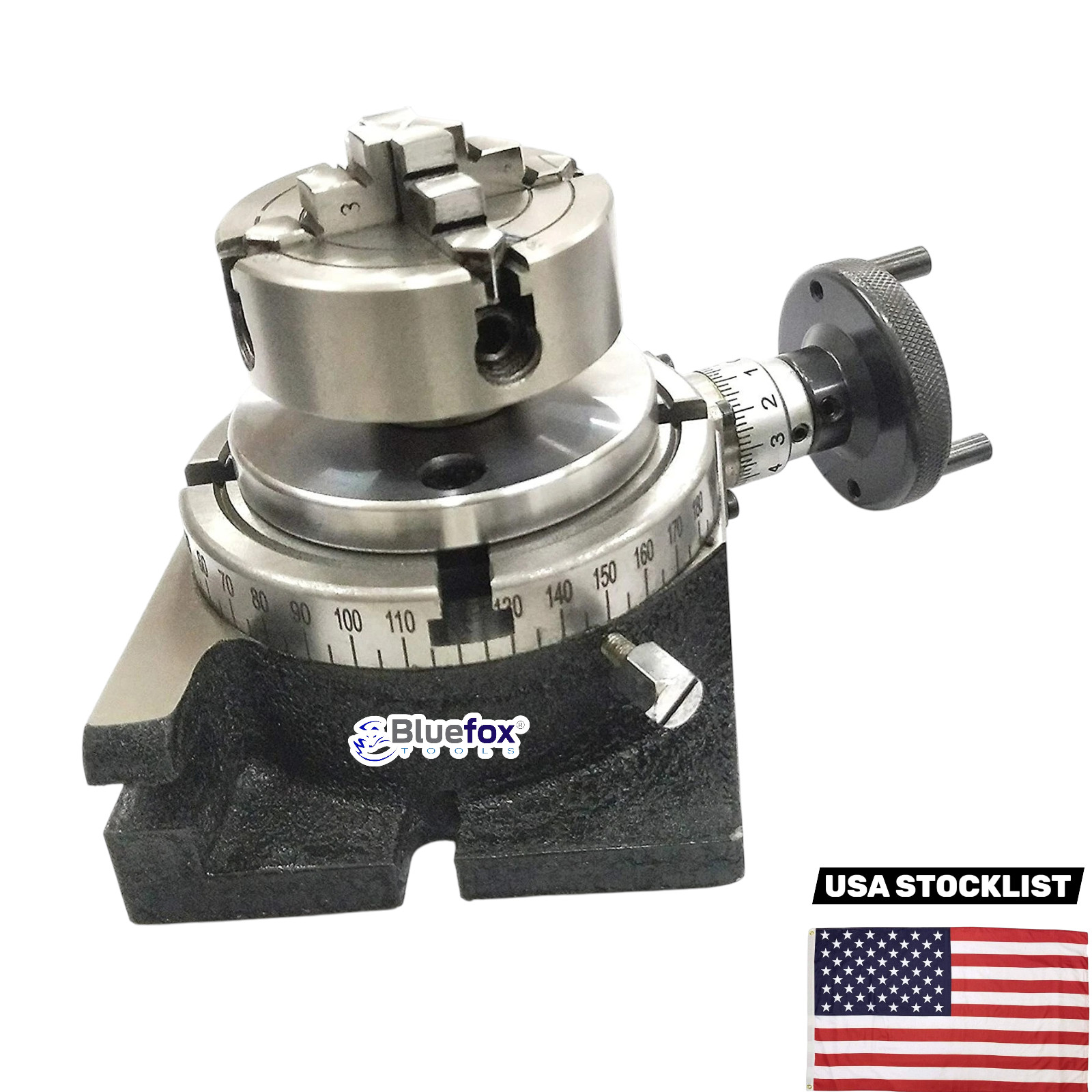 New 4" Inches (100mm) Rotary Table +70 mm 4 Jaw Independent Chuck+ Backplate