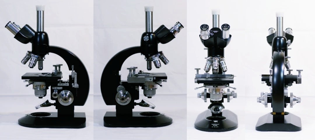 Antique Microscope Reichert BIOZET Phase Contrast Microscope Working From Japan