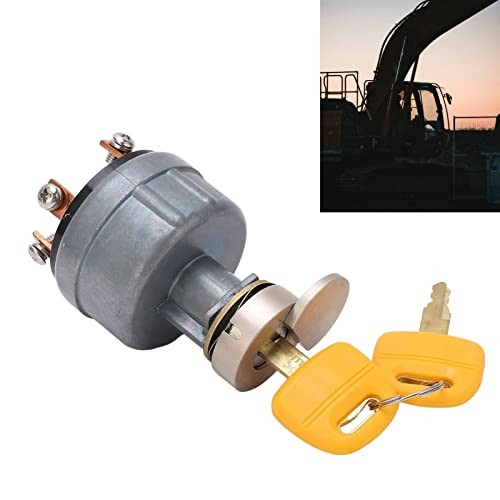 6-Pin Excavator Ignition Start Switch - Silver, Push Button, Ignition, Manual,
