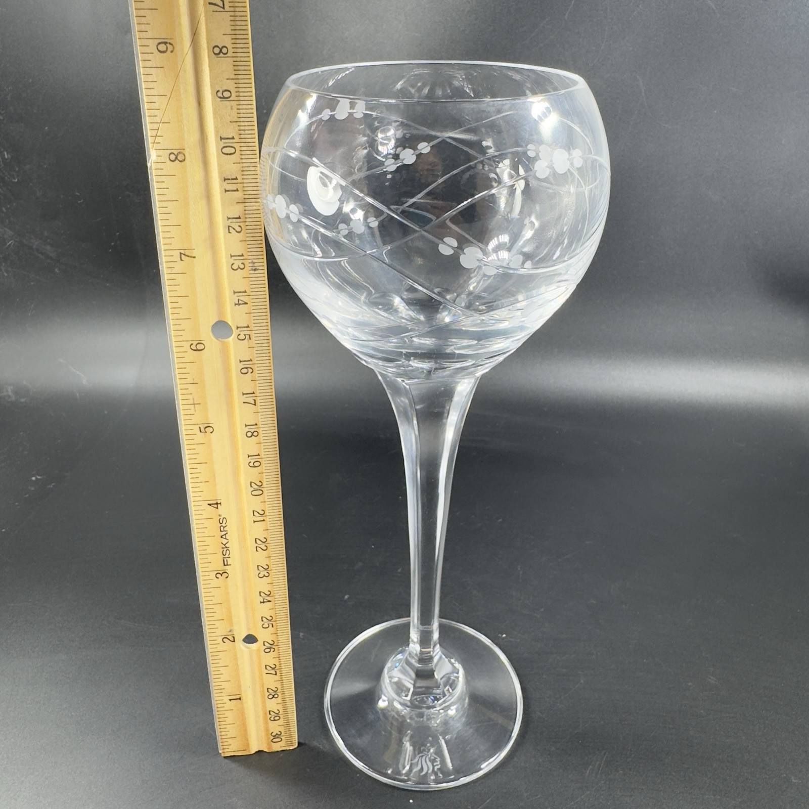 Royal Doulton PRECIOUS Pattern Clear Crystal Goblet Etched Glasses Cups VTG Set2