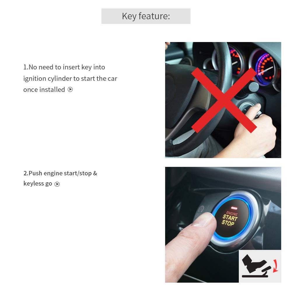 EC004 Smart RFID Push Engine Start Button kit & Keyless Go System Upgrade Key