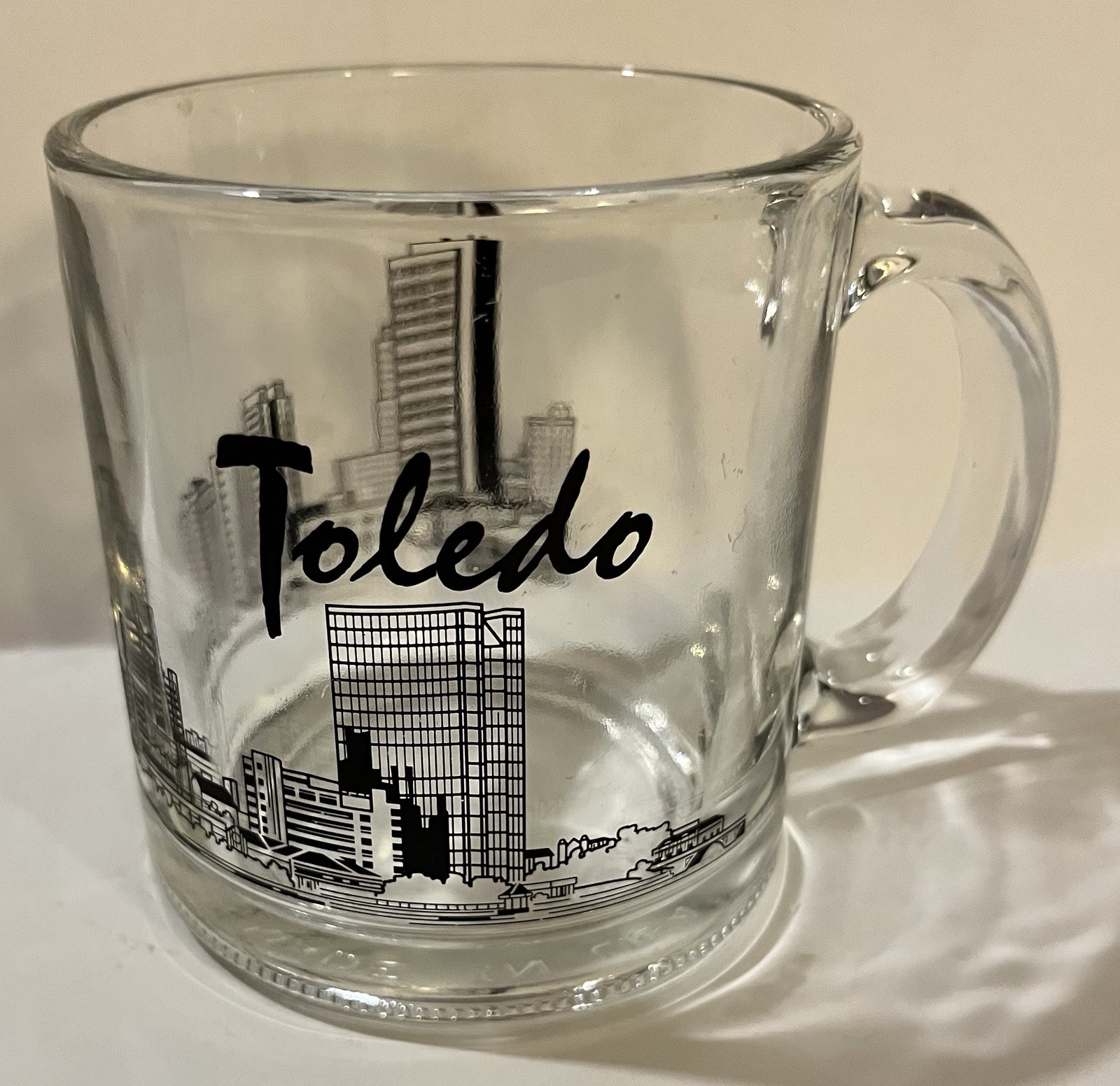 Toledo Skyline Coffee Mug Glass Made in USA RARE BEAUTIFUL
