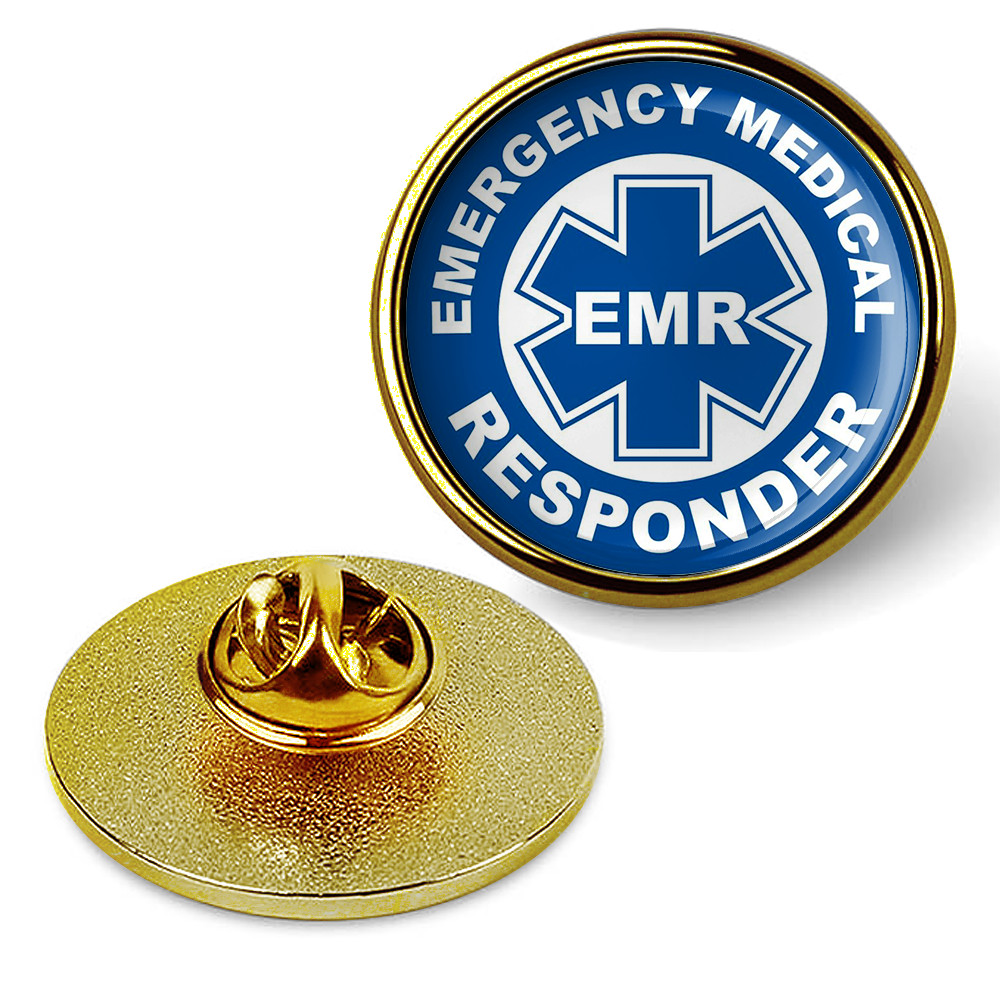EMR Emergency Medical Responder Hat Pin Lapel Tie Tac Badge, Suit Shirt - Gold