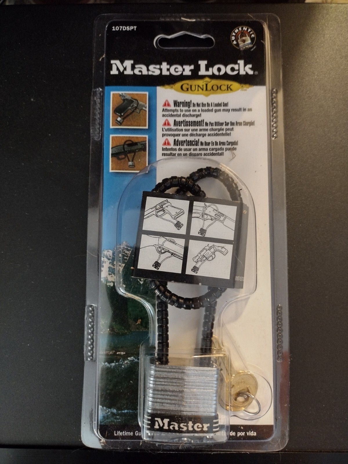 NEW Master Lock Braided Stainless Steel Cable Gun Lock Scratch Resistant 107DSPT