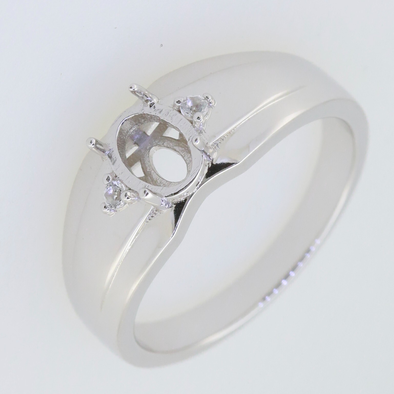 Men's Sterling Silver Semi Mount Ring Setting Oval OV 8x6mm