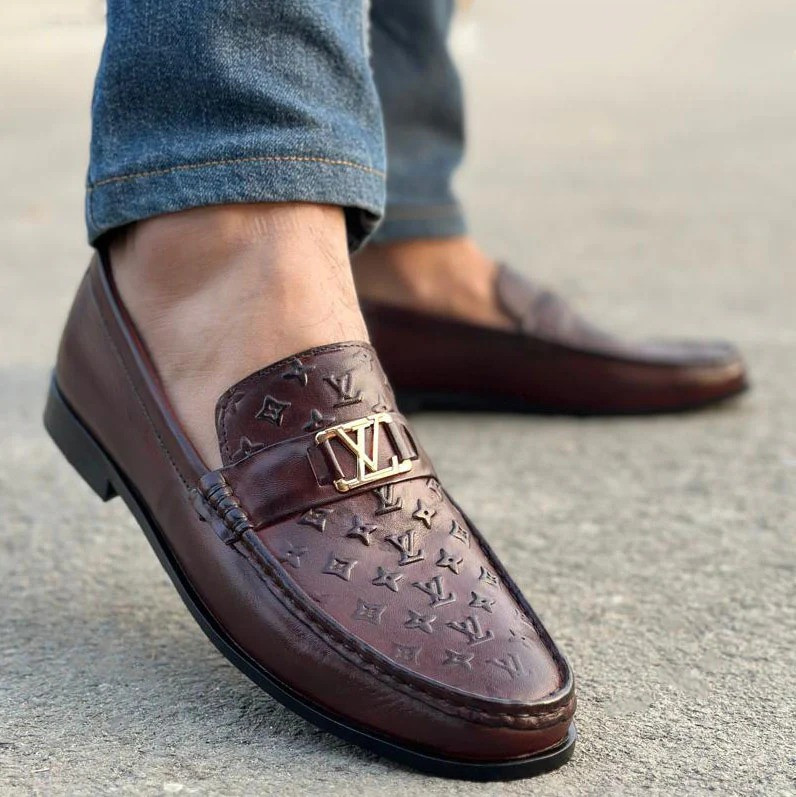 Handmade Mens brown leather moccasins, Men elegant dress shoes, shoes for men