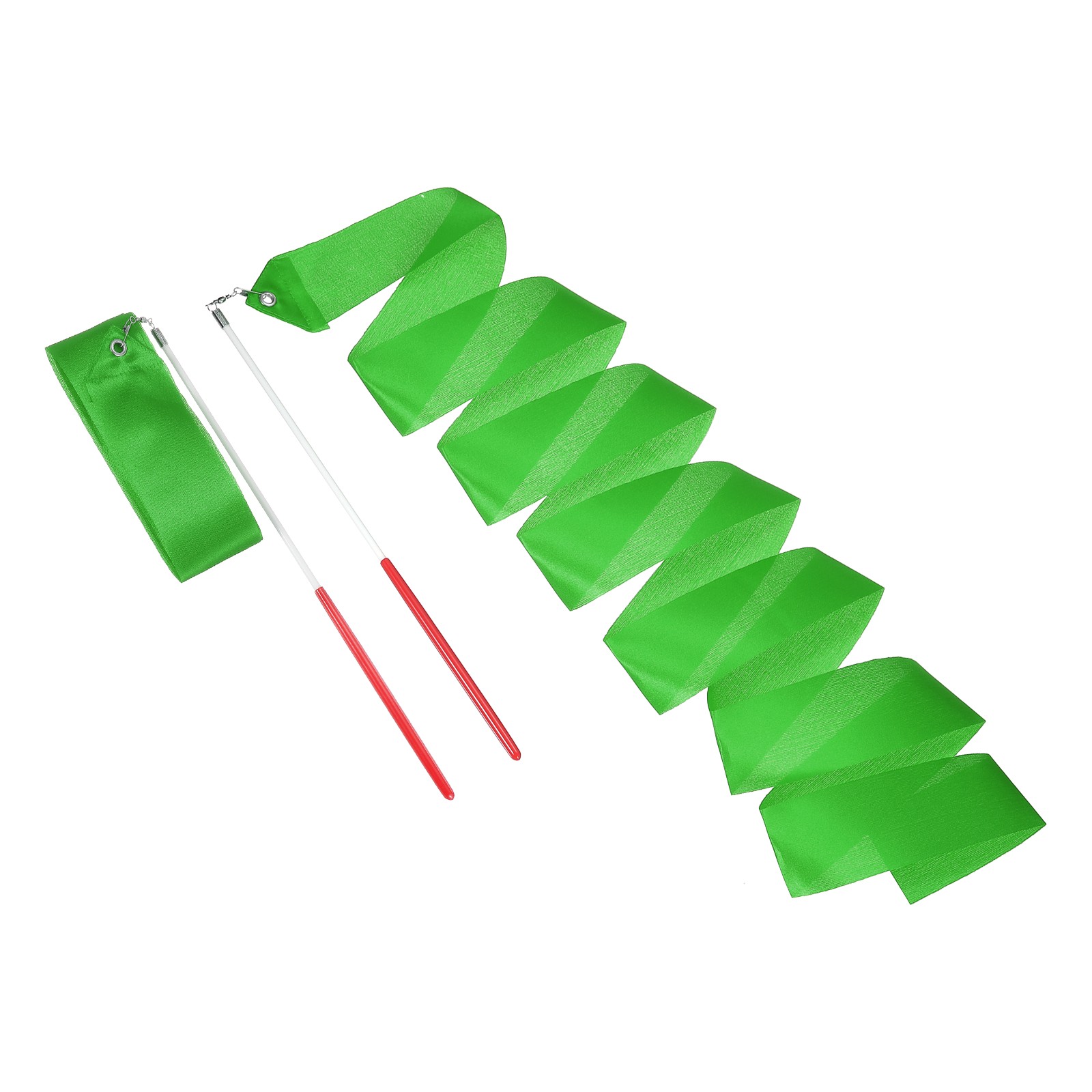 2Pcs Dance Ribbons 78.7" Rhythmic Dance Ribbon with Wands Grass Green