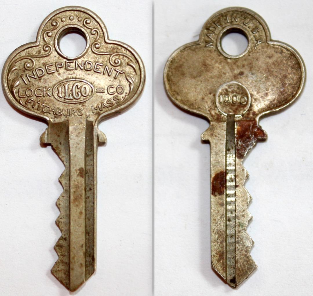Vintage Independent Lock Company(ILCO) Key 1000 ~ Fitchburg, Ma