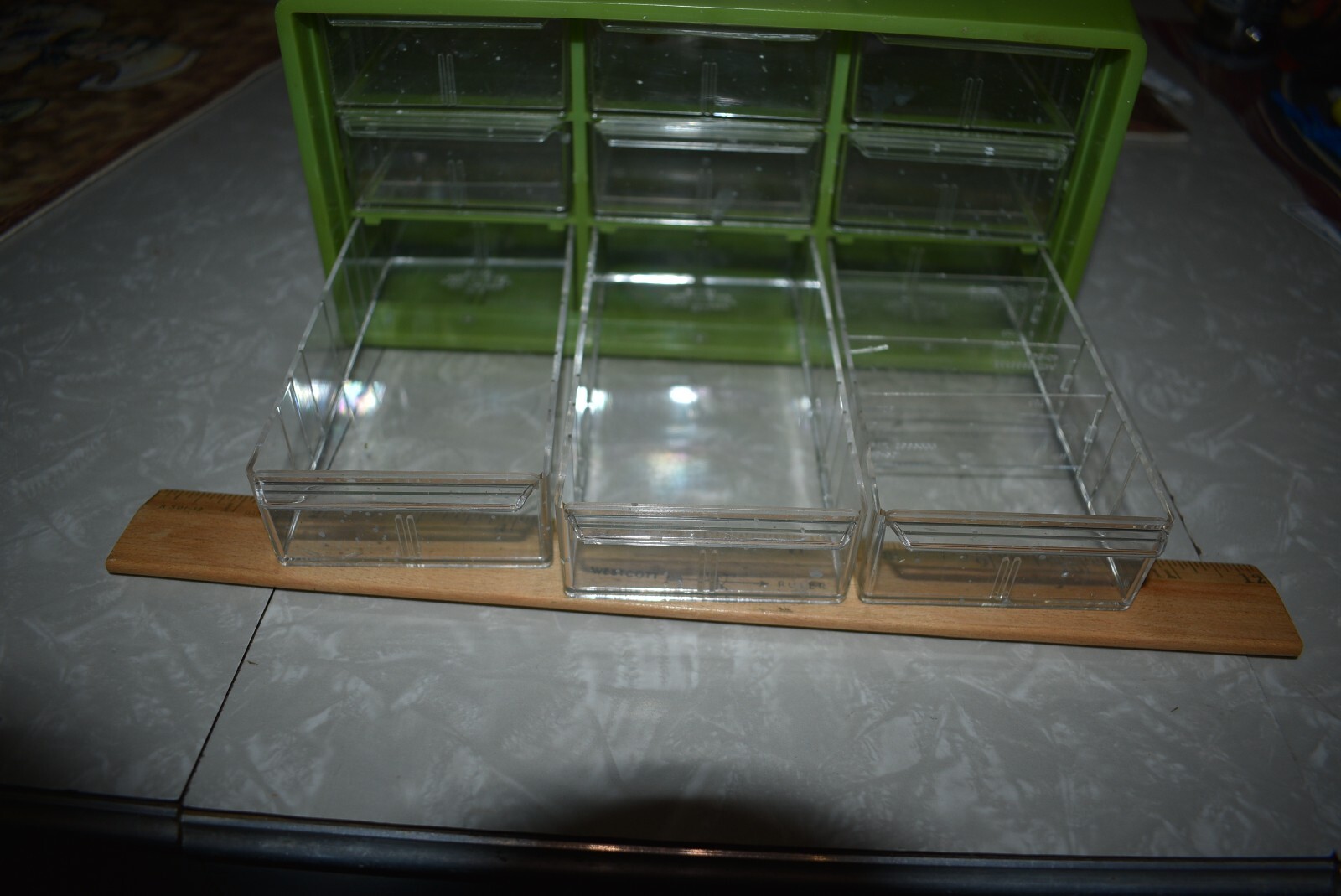 Retro 70s Akro-Mils Avocado Green Plastic 9 Drawer Bits & Bobs Storage Organizer