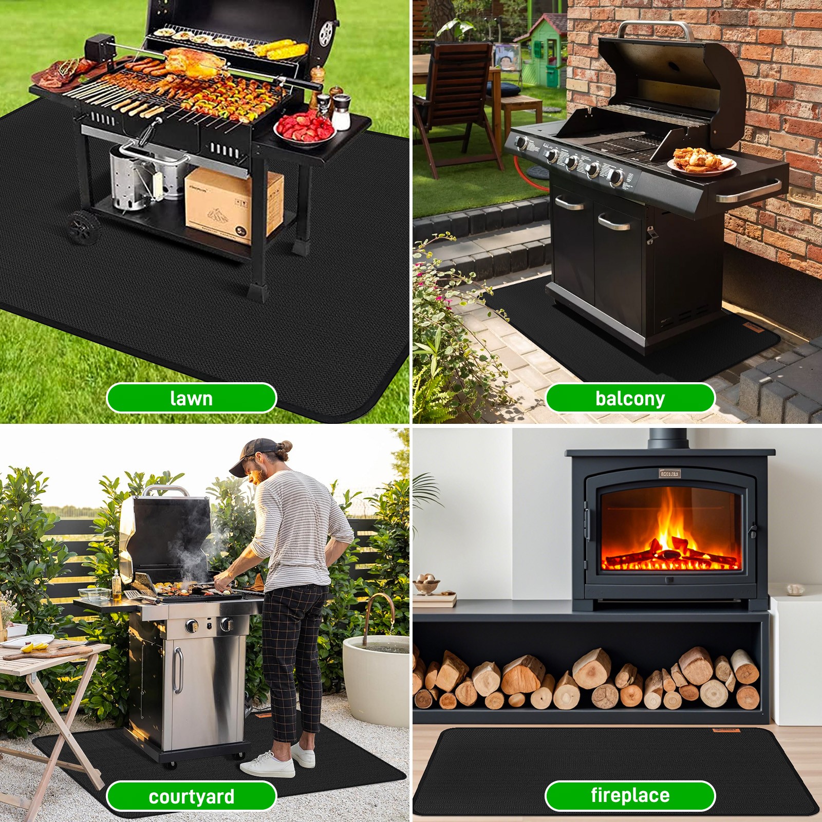 midsized Under Grill Mats Outdoor Smoker Deck Patio Protective 30 X 48 Inches