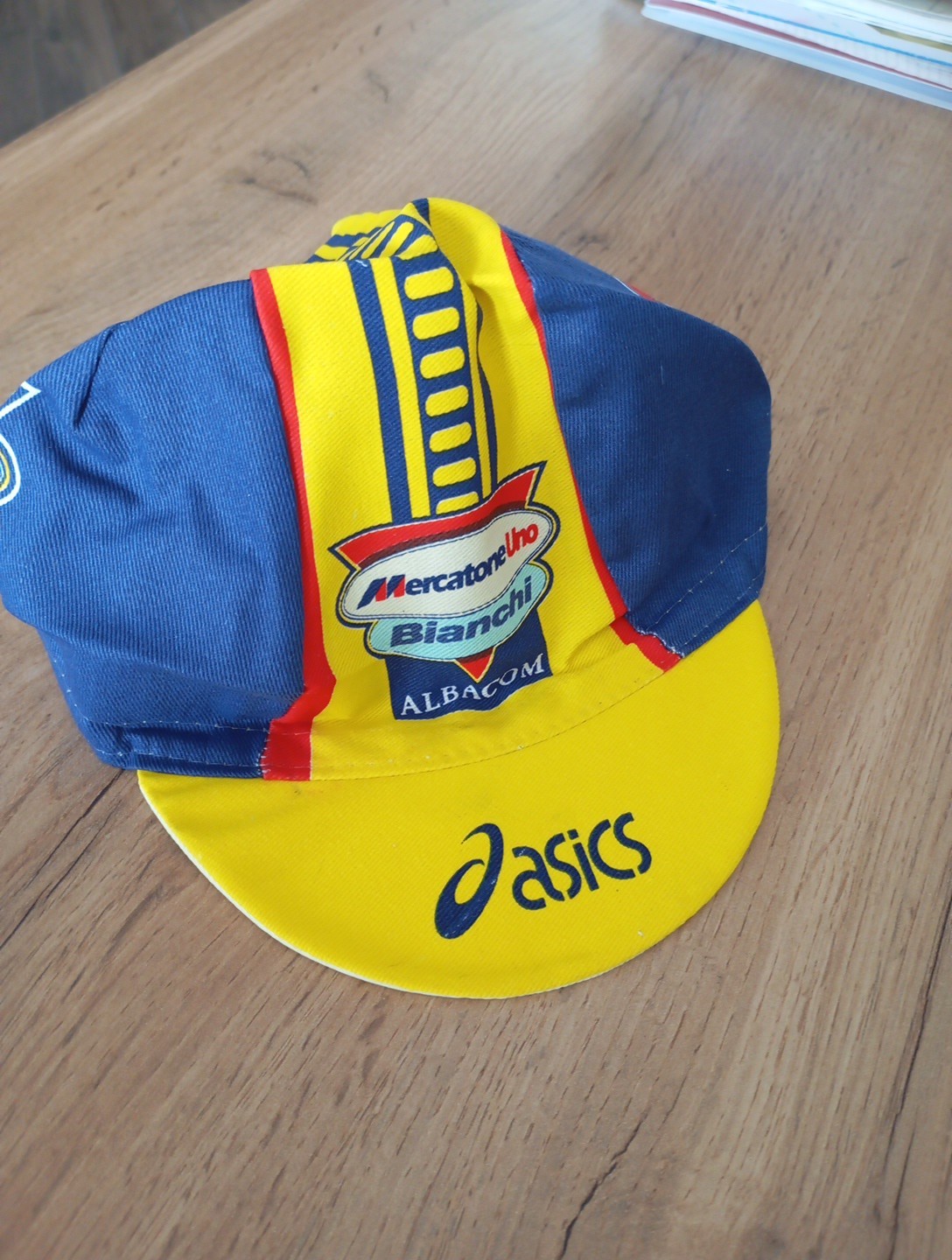 Nos Cappello Bianchi Mercatone Uno Pantani Hat Asics sz S Vintage