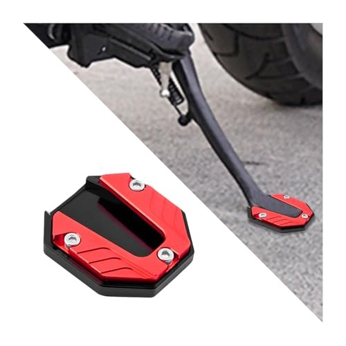 Motorcycle Kickstand Pad, Aluminum Alloy Enlarged Motorbike Anti-Skid Red