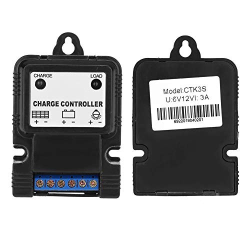 Solar Charge Controller, 6V/12V 3A Solar Controller PWM, Solar Panel