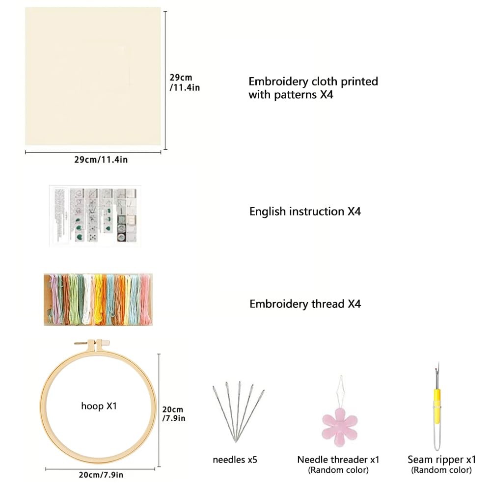 Huacan Embroidery Kits Flower for Adults 20 cm x 20 x 1 cm, 5