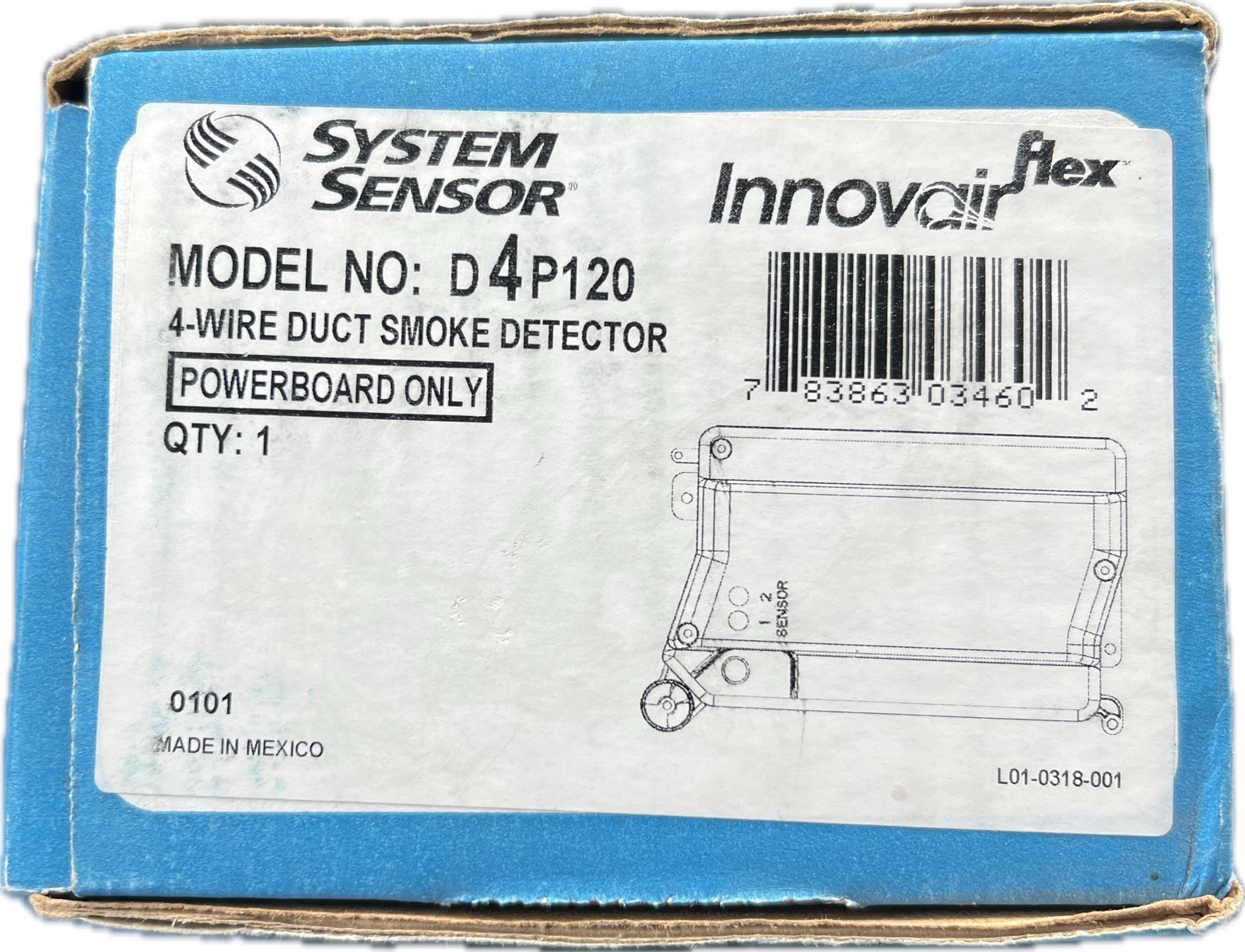 INNOVAIR D4P120 DUCT SMOKE DECTECTOR 4 WIRE PHOTOELECTRIC POWER BOARD ONLY NIB!