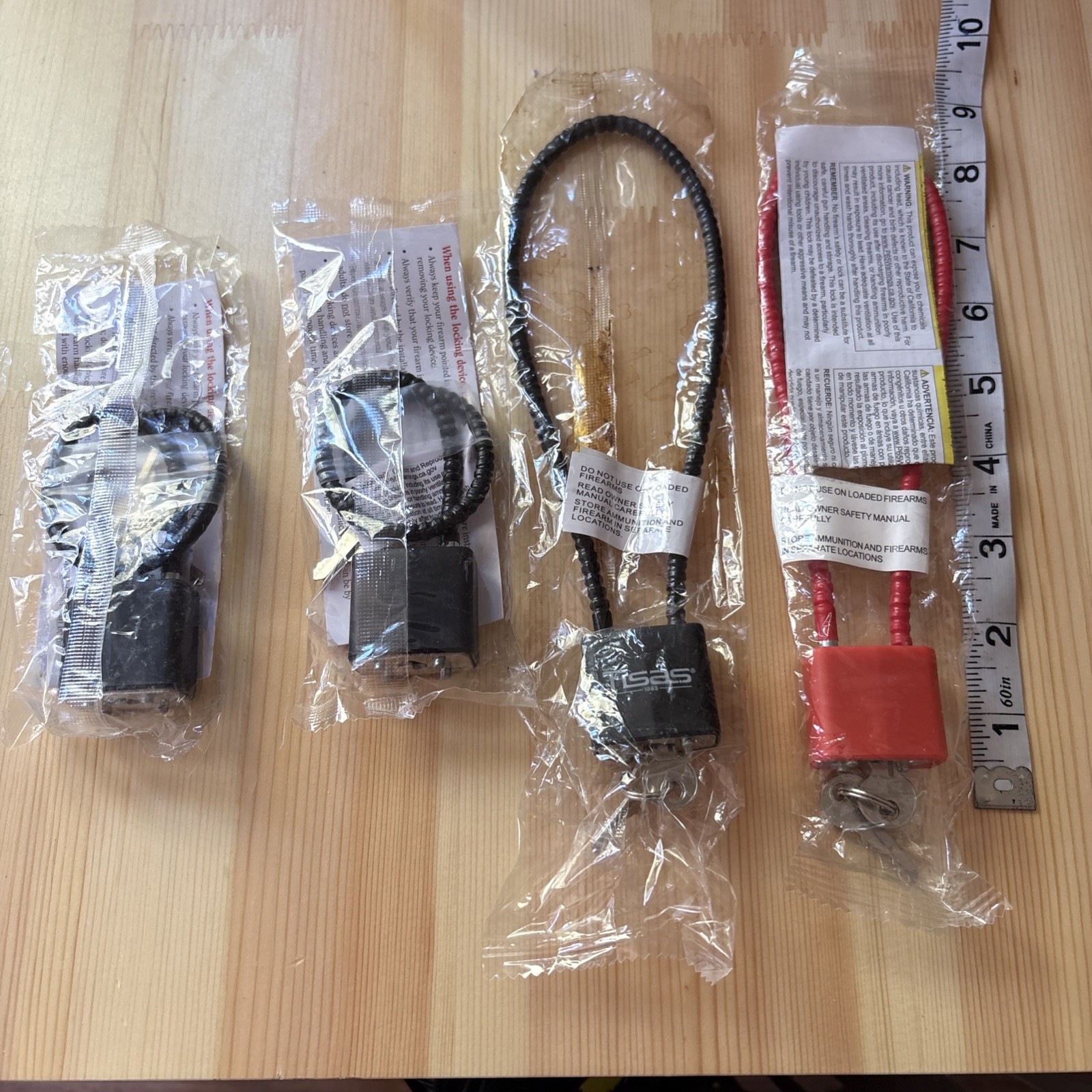 Qty 4 New Gun Lock Cable Safety And Keys 2 Per Lock- Red/black From Firearms