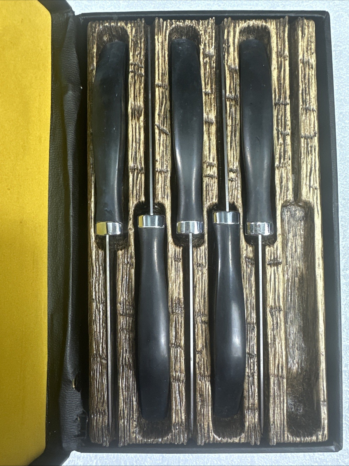 Vtg Mid Century Set (5) WEST BEND Stainless Steel Steak Knives Original Box USA