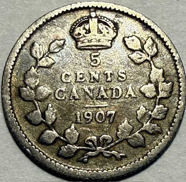 CANADA - Edward VII - Silver 5 Cents - 1907 - Km-13 - FREE USA Shipping!