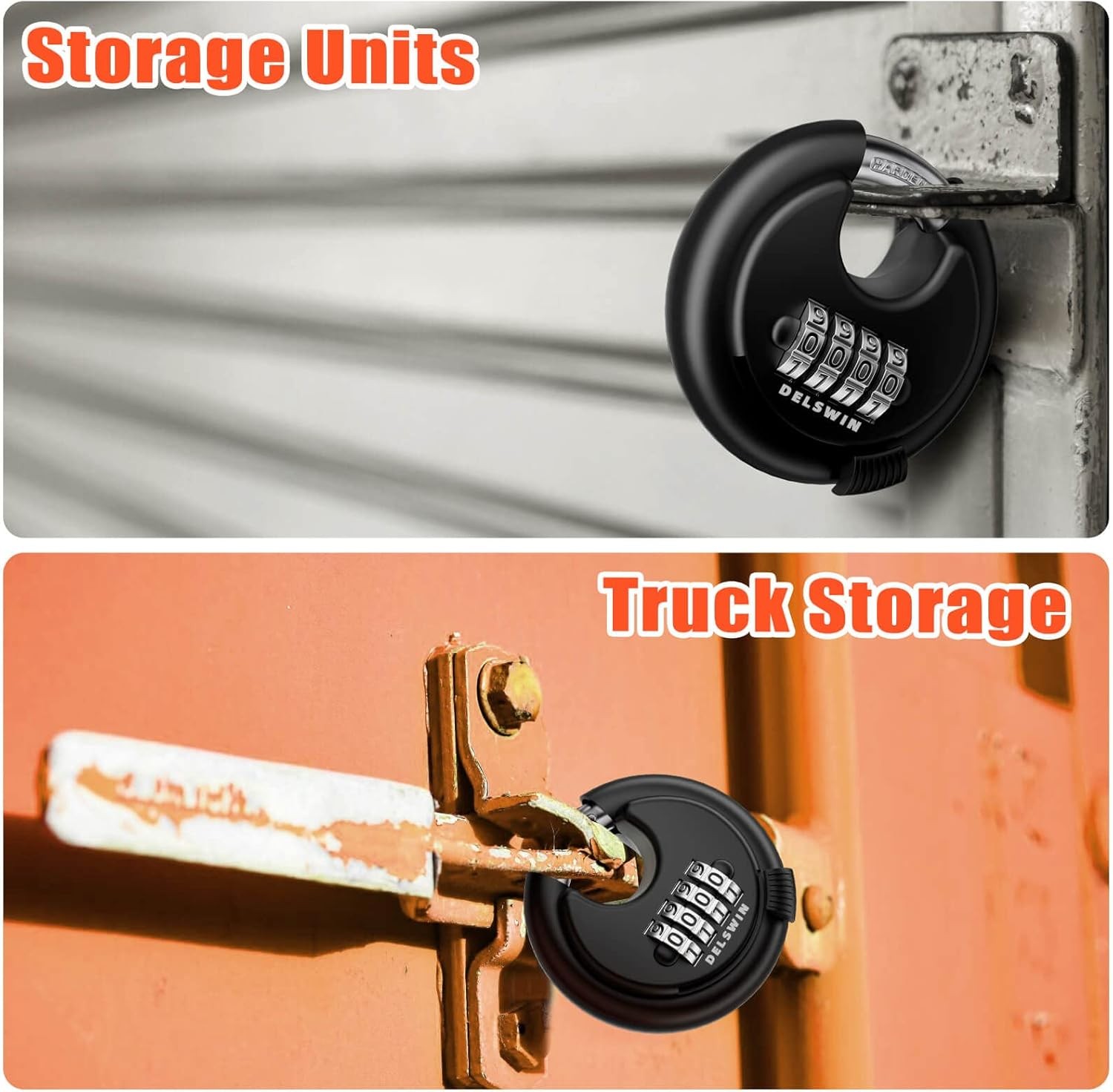 4-digit combination disc lock with hardened steel shackle