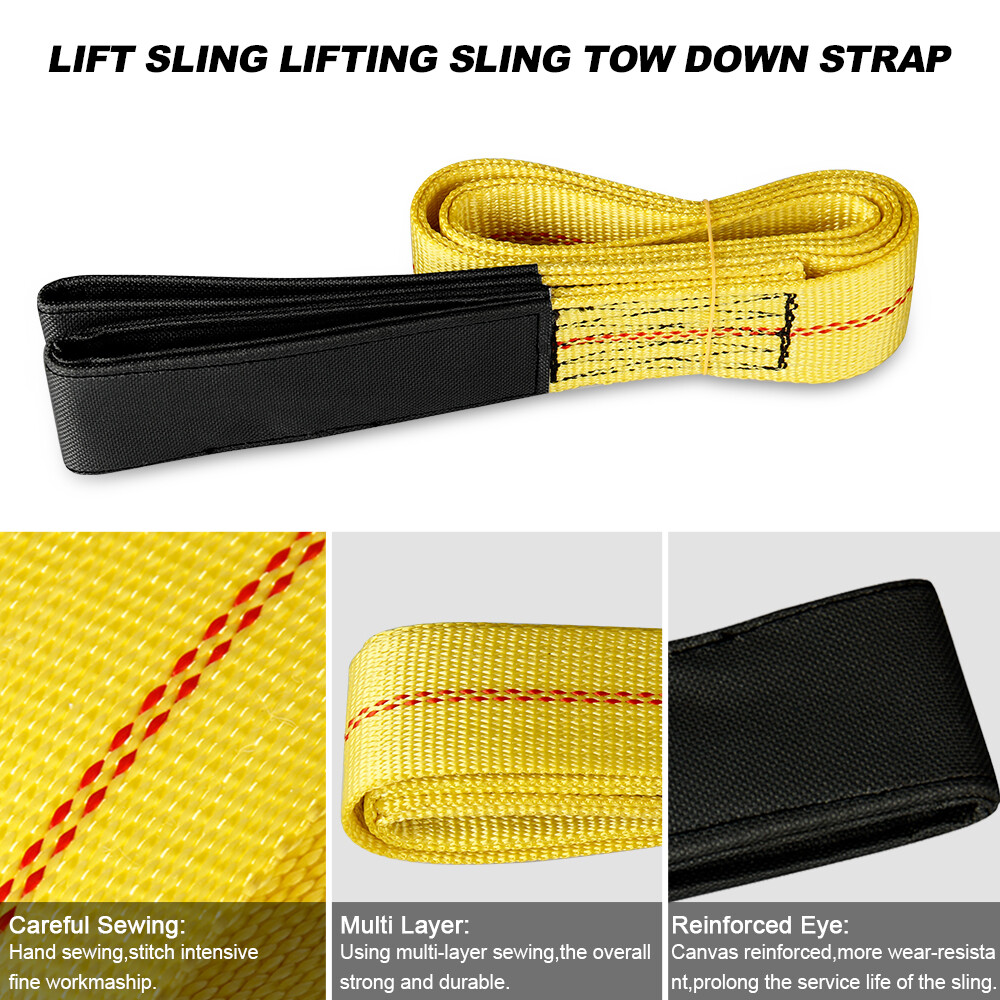 6' x 2" Heavy Duty Nylon Web Flat Lifting Sling Tow Straps Polyester Loop Ends