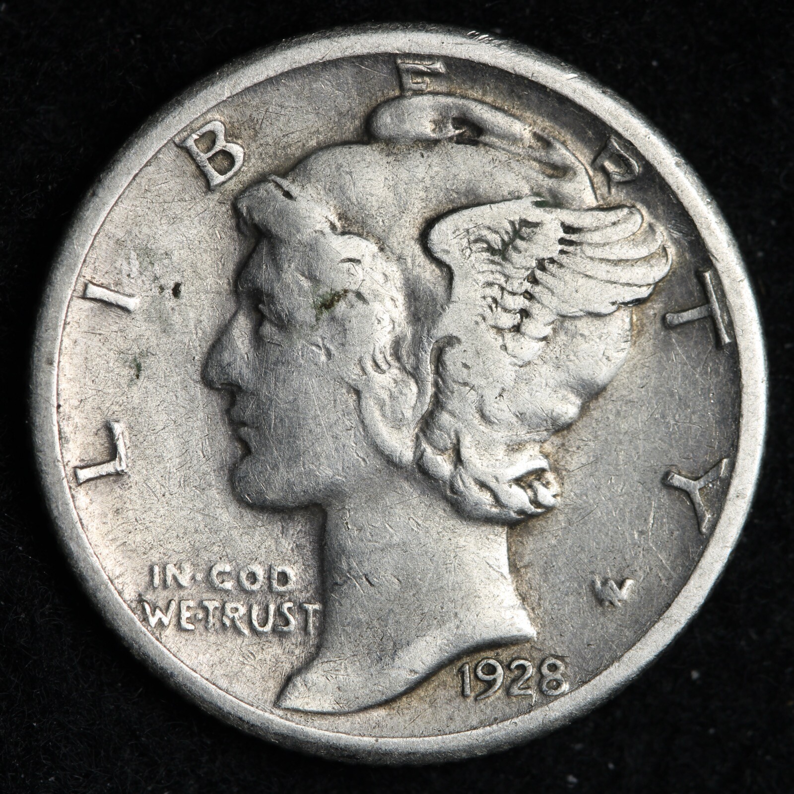 1928-S Mercury Silver Dime CHOICE XF E243 STP